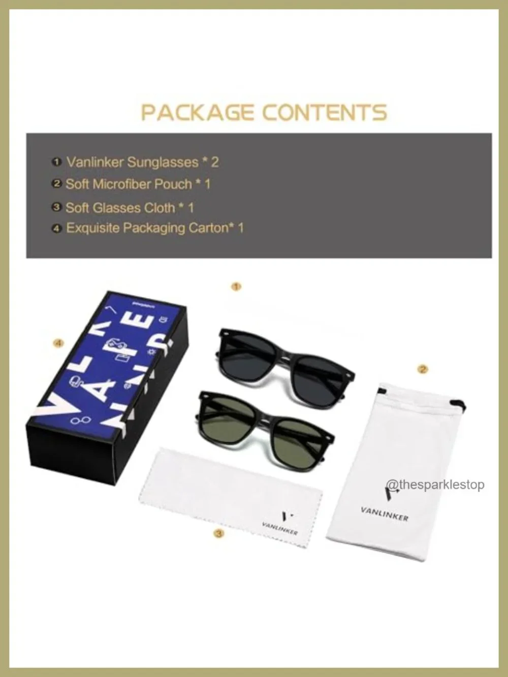 VANLINKER Square Sunglasses UV400 Protection Unisex Retro Low Bridge Fit